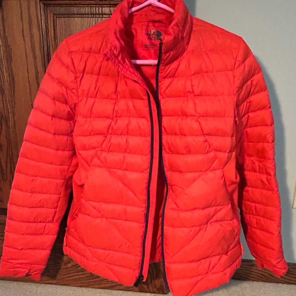 The North Face Women's orange down puffer jacket